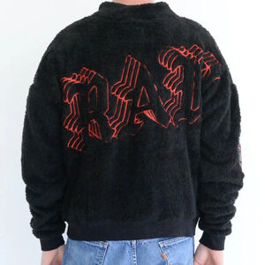 Rawgear California Black and red Embroidered Soft Fleece Zip  up Cardi sweater S